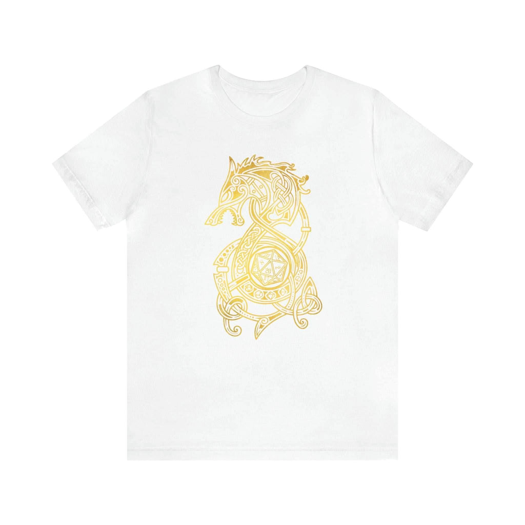 Golden Celtic Dice Dragon Shirt - White / S