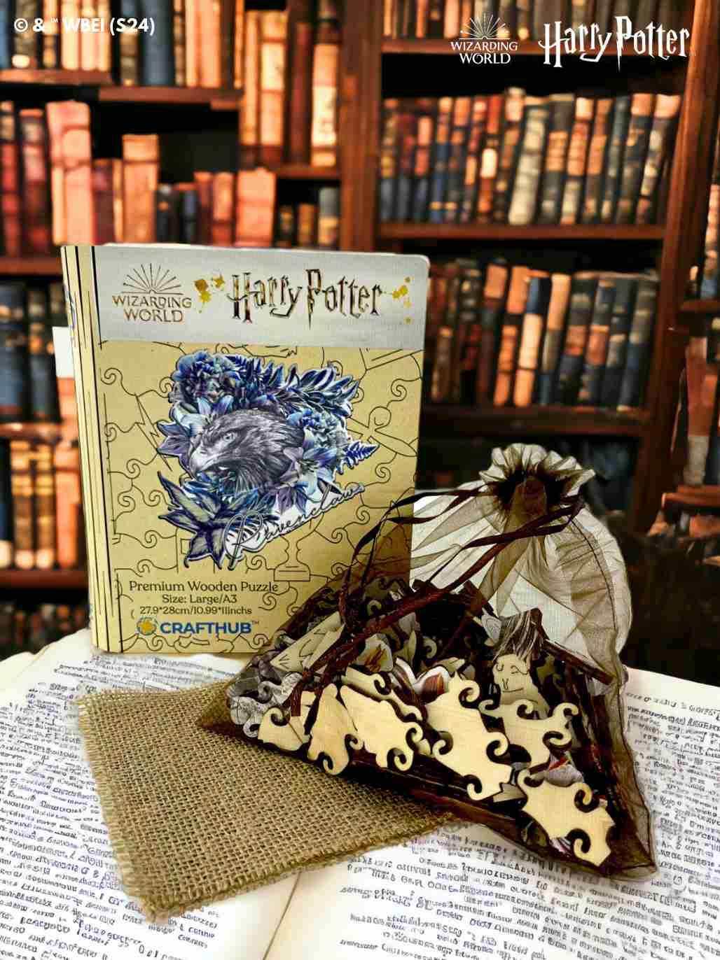 Harry Potter - Ravenclaw Crest - Utilitarian Romance Wooden Jigsaw Puzzle - A4 + Wooden Gift Box