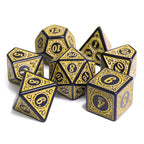 Yellow Magic Flame 7-Dice Set DND RPG Dice Black w/Color Fill - 