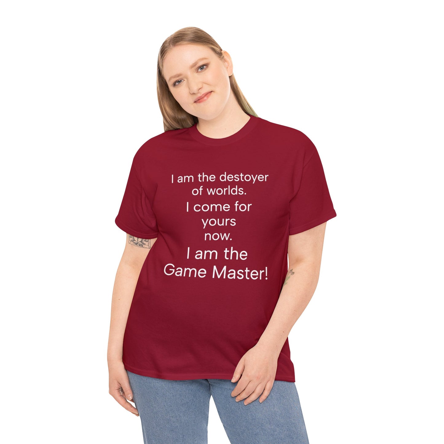 i am the destoyer of worlds, i am the game master Unisex Heavy Cotton Tee-DungeonDice1