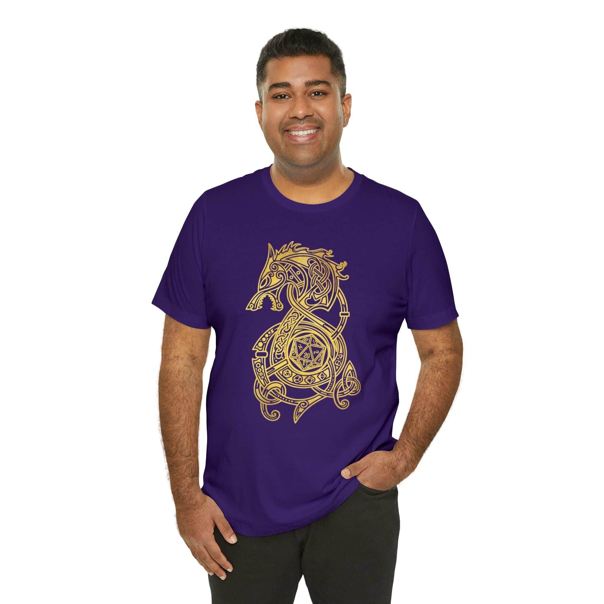 Golden Celtic Dice Dragon Shirt - Army / S