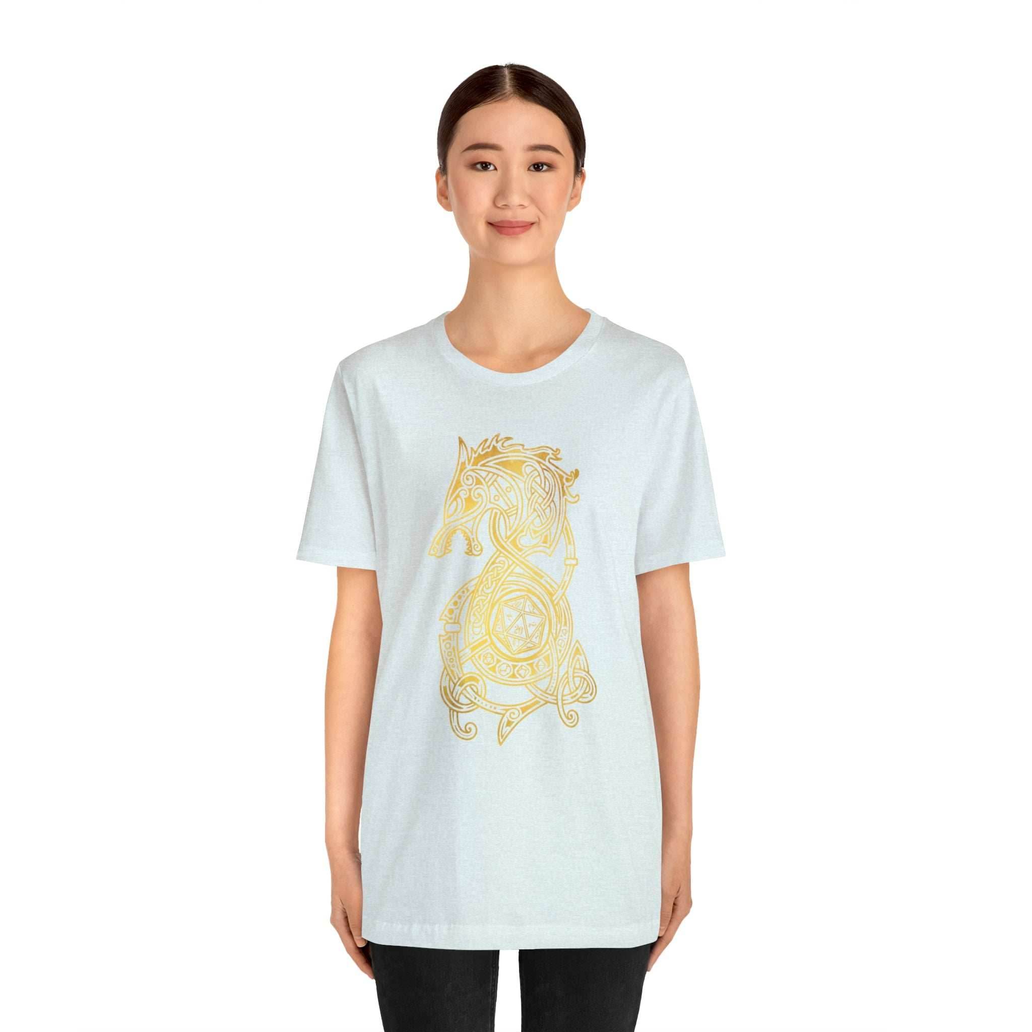 Golden Celtic Dice Dragon Shirt - Army / S