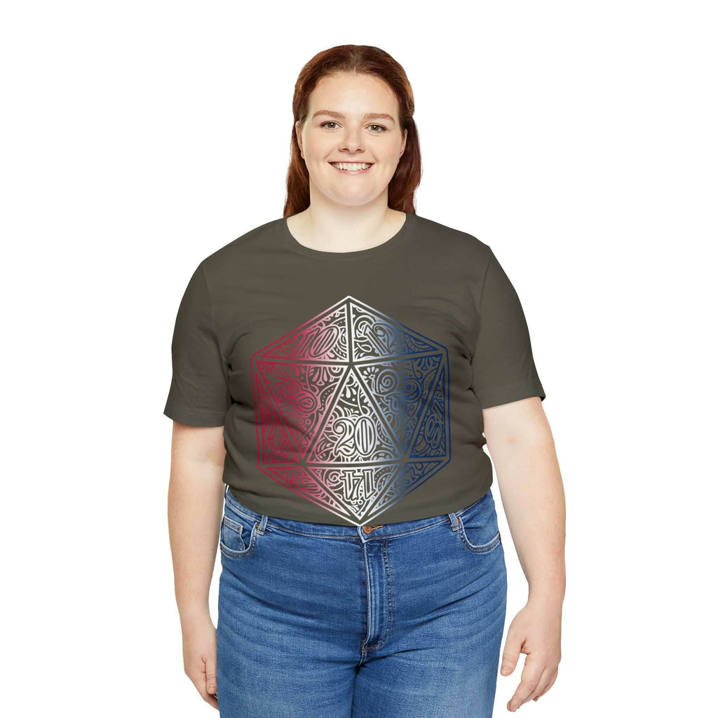 Red, White, and Blue Ombre Ornamental Dice Shirt - Army / S