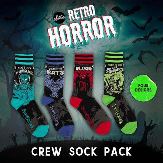 Retro Horror Crew Sock Pack | 4 Designs - 
