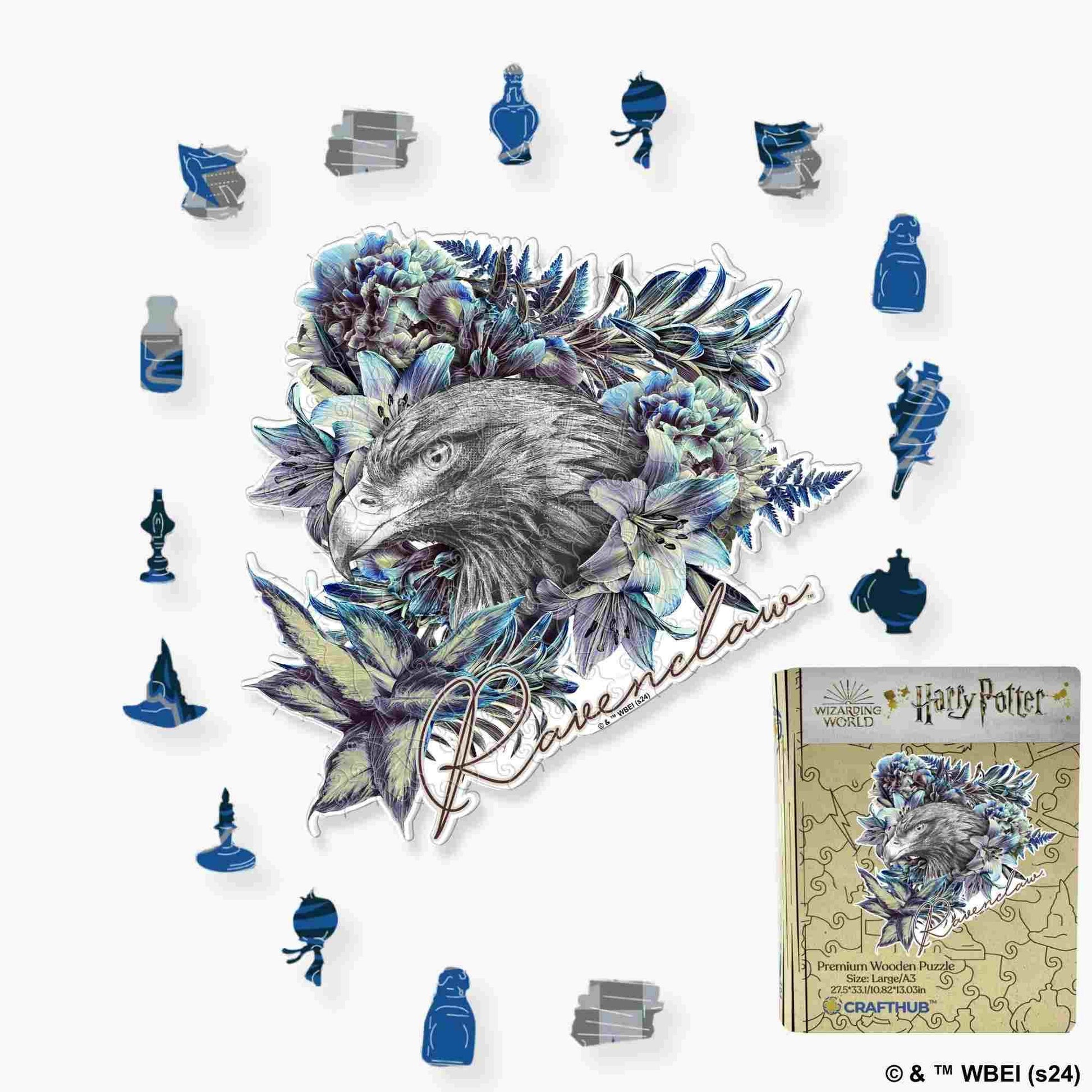 Harry Potter - Ravenclaw Crest - Utilitarian Romance Wooden Jigsaw Puzzle - A4 + Wooden Gift Box