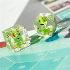 Frog Dice Clear Dice w/ Green Frogs 7-Dice Set Rpg - 