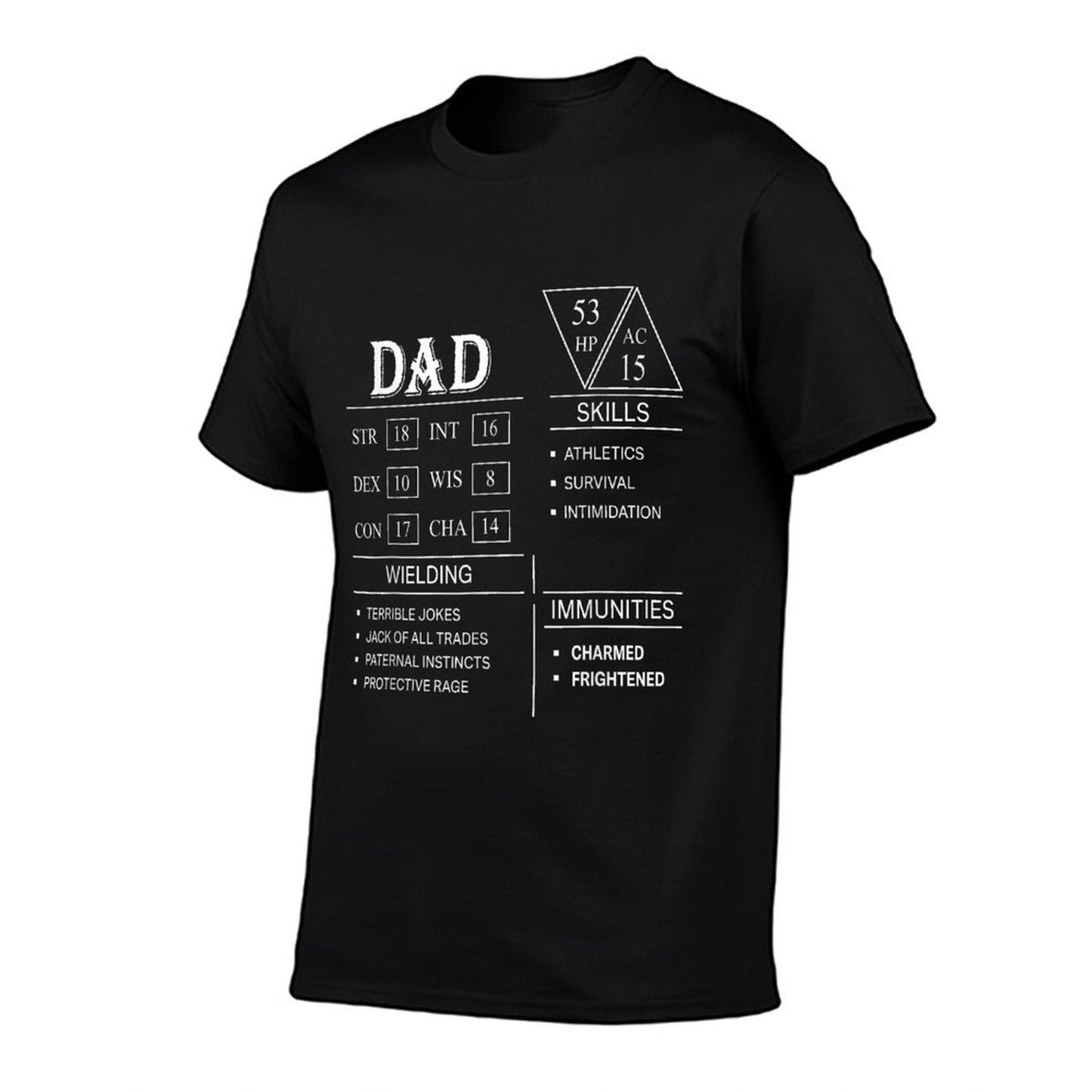 Roleplaying Dice Gamer Dragon Dad Stat Skills Wielding  Vintage-inspired T-Shirt