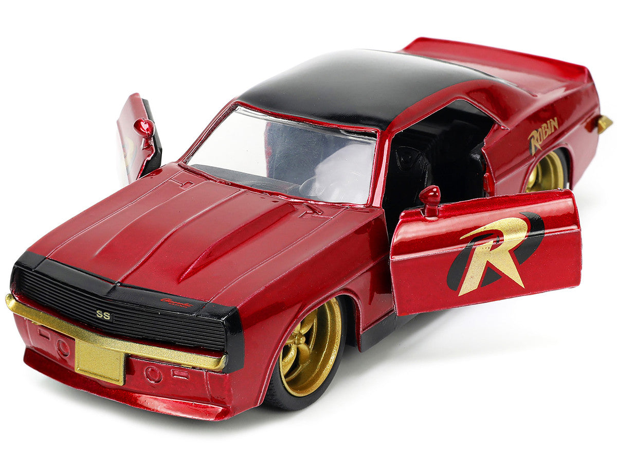 1969 Chevrolet Camaro Dark Red Metallic with Black Top and Robin Diecast Figure "Batman" "Hollywood Rides" Series 1/32 Diecast Model Car by Jada