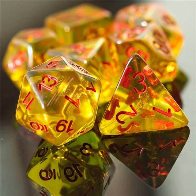 Barbarian (Axe) Yellow Dice w/ Golden Axe 7-Dice Set Rpg - 