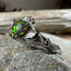 Black Opal Claddagh Ring