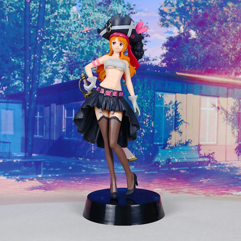 19CM Anime One Piece Nami Black Clothes Action Figure ONE PIECE FILM RED Dress Up Figurine PVC Collectible Model Toy Kid Gift