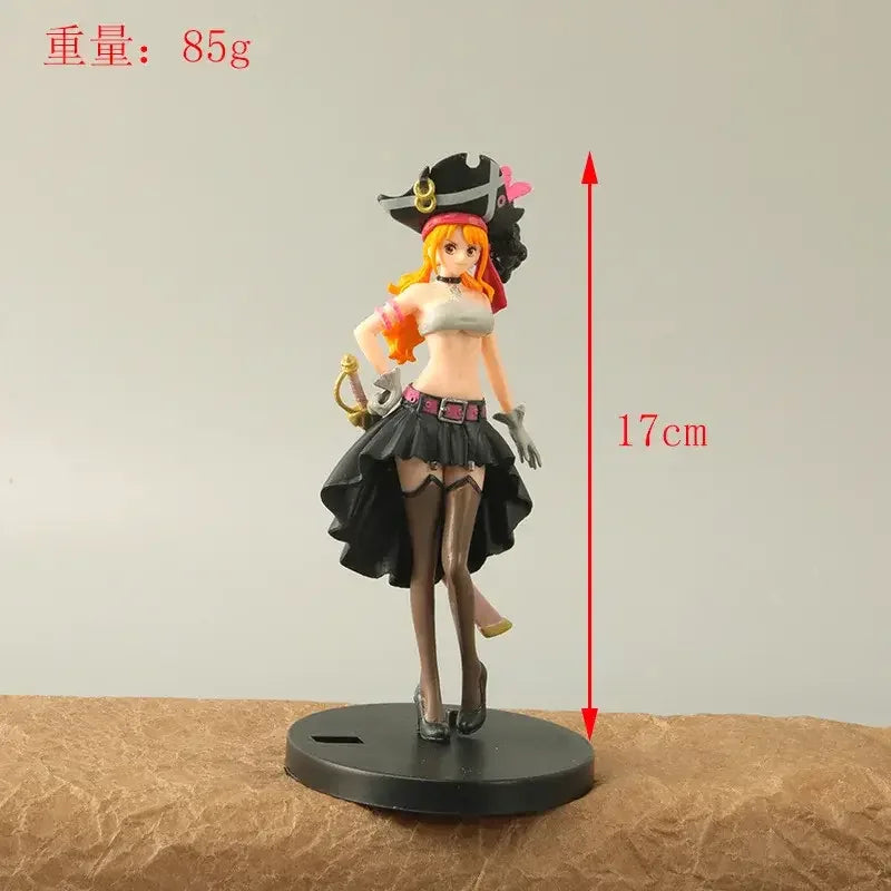 19CM Anime One Piece Nami Black Clothes Action Figure ONE PIECE FILM RED Dress Up Figurine PVC Collectible Model Toy Kid Gift