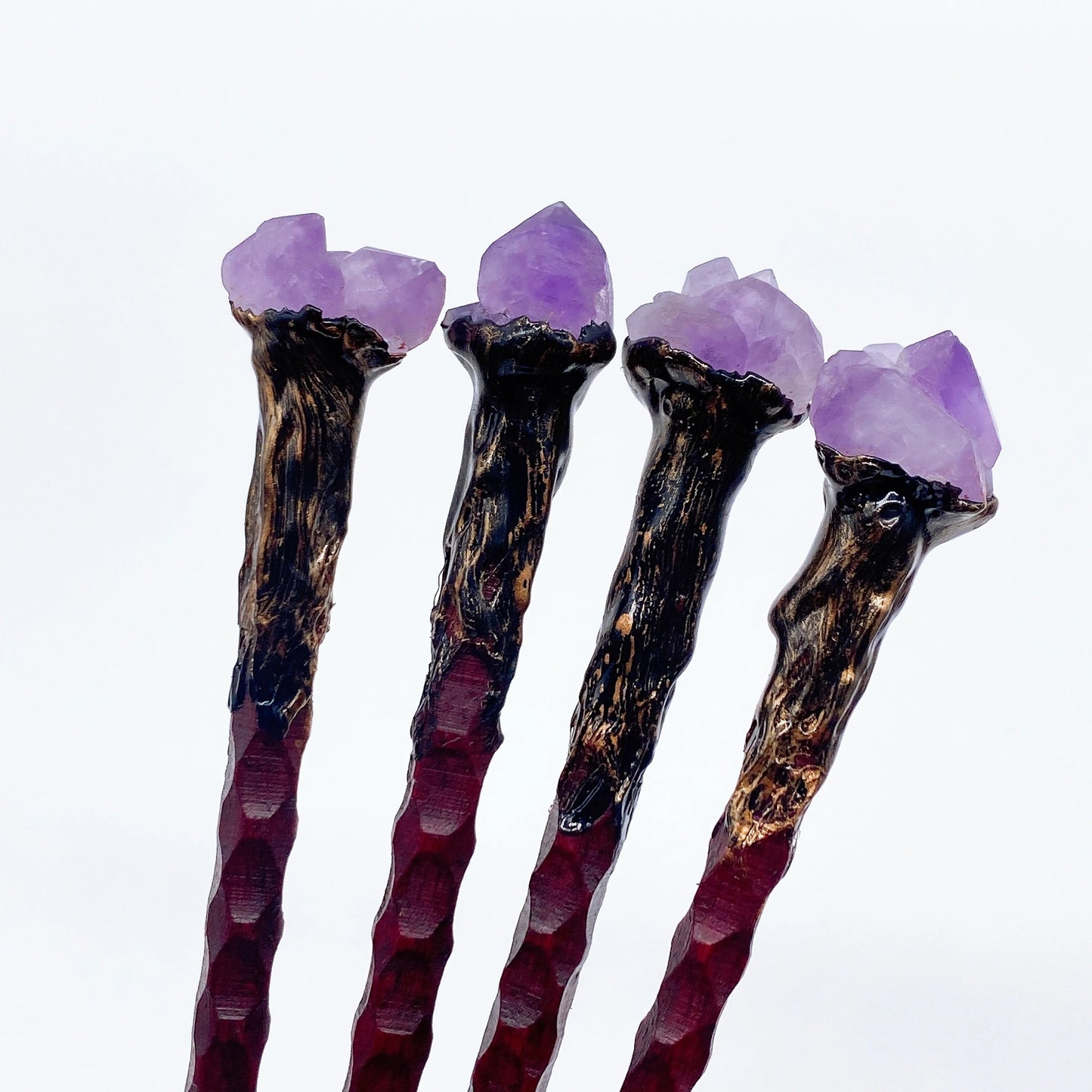 19CM Natural Crystal Stone Magic Stick Wand Witch Amethyst Flower Witchcraft Scepter Reiki Healing Home Decoration children Gift