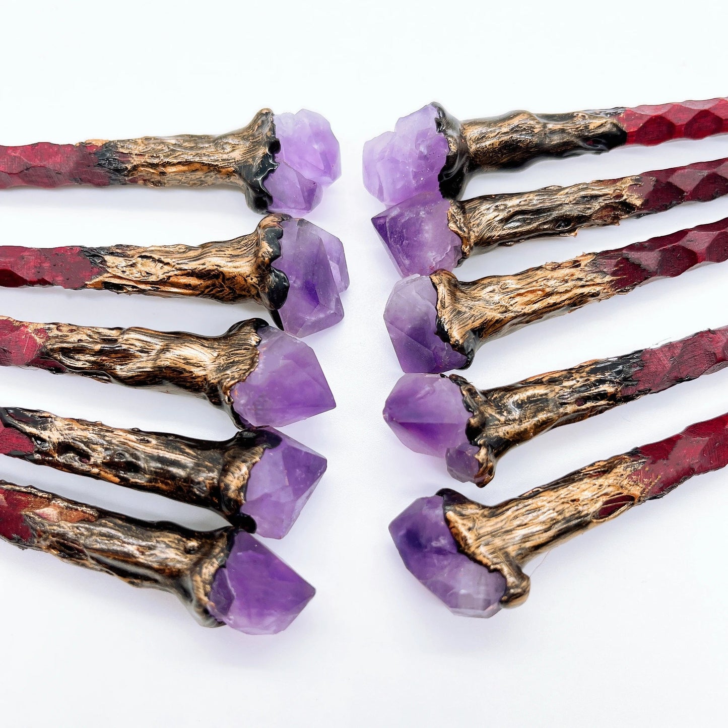 19CM Natural Crystal Stone Magic Stick Wand Witch Amethyst Flower Witchcraft Scepter Reiki Healing Home Decoration children Gift