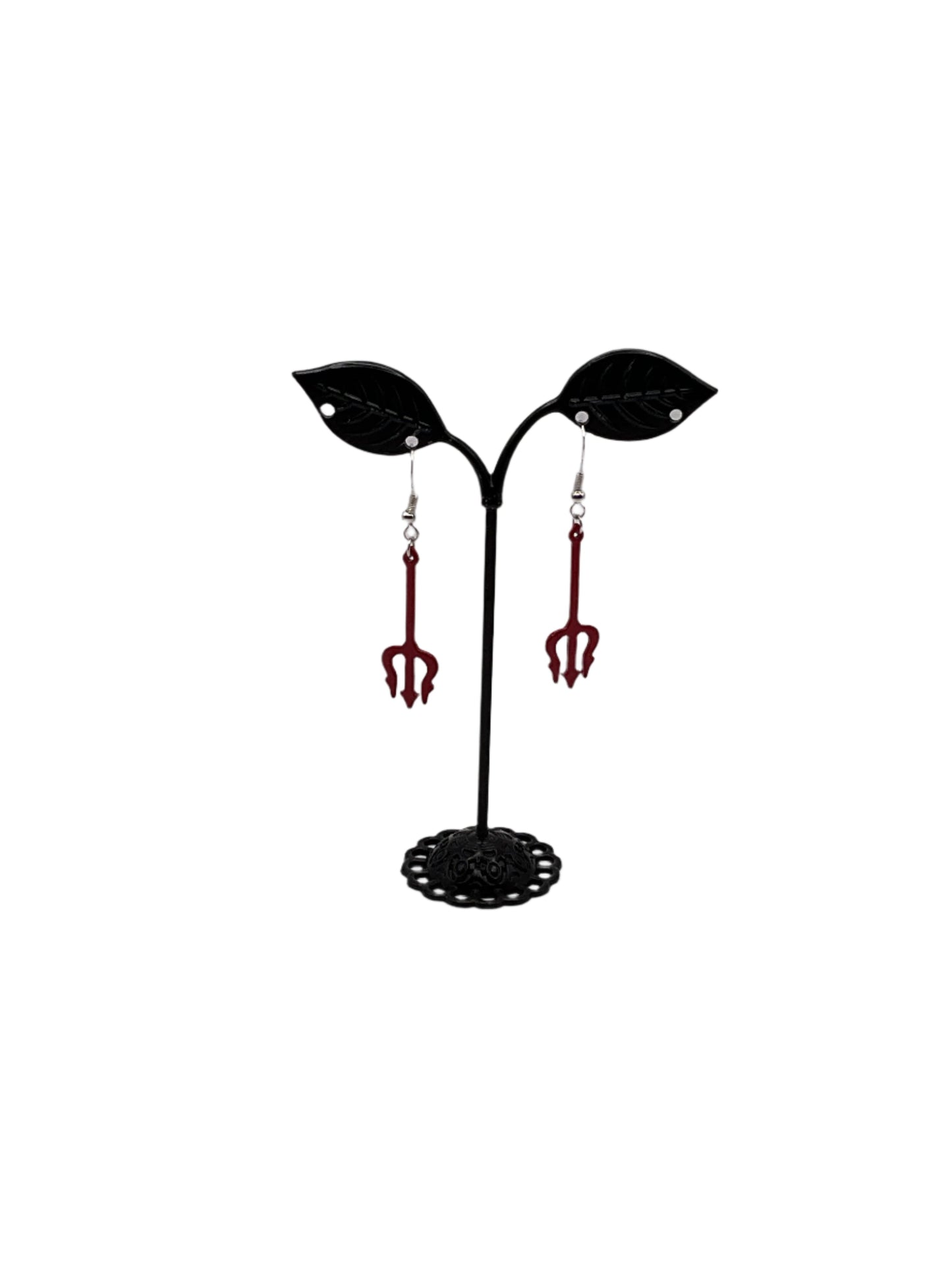 Red Pitchfork Earrings