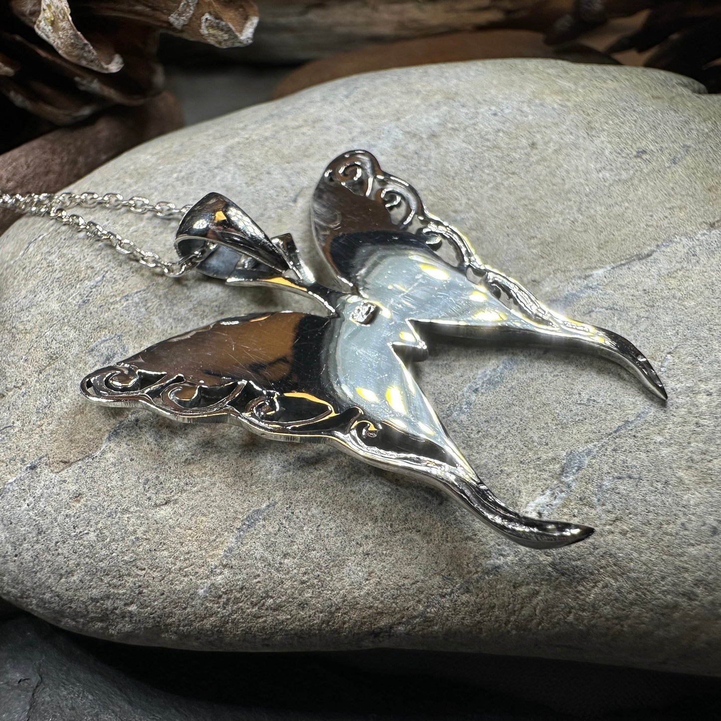 Whitney Butterfly Necklace - blue abalone shell