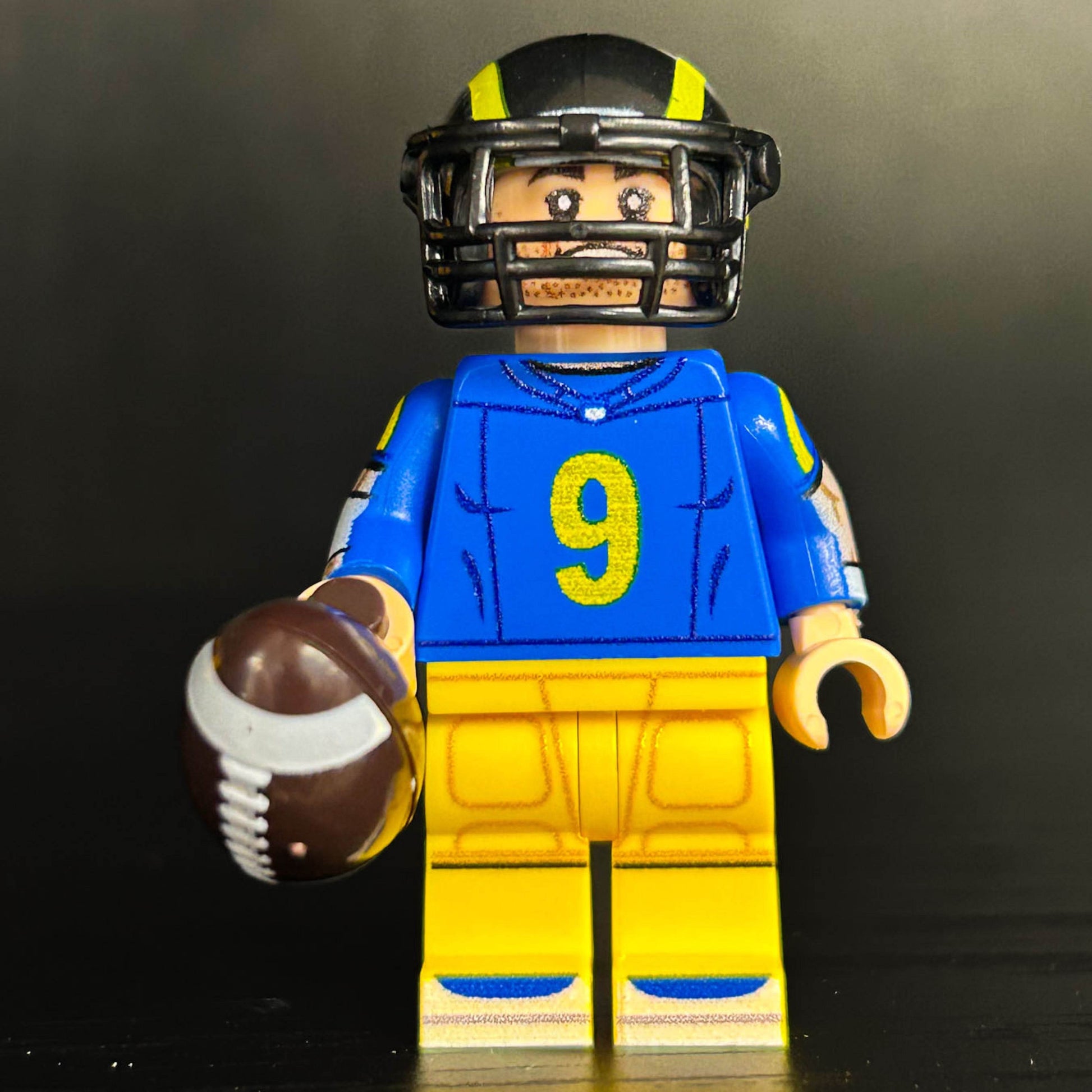 #9 QB LA Football Player Minifig made using LEGO parts - 