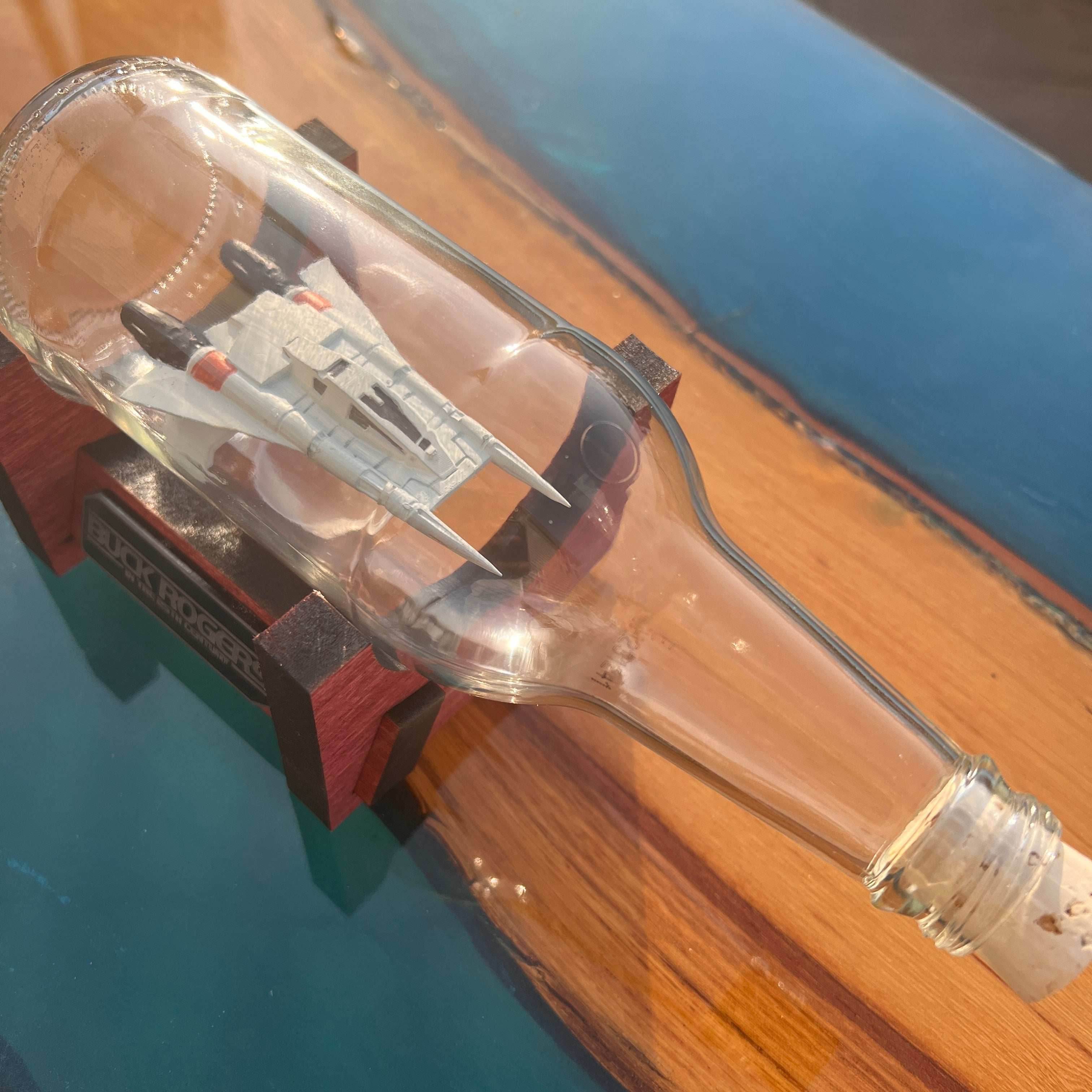Buck Rogers Thunderfighter Starship in a Bottle - With Stand