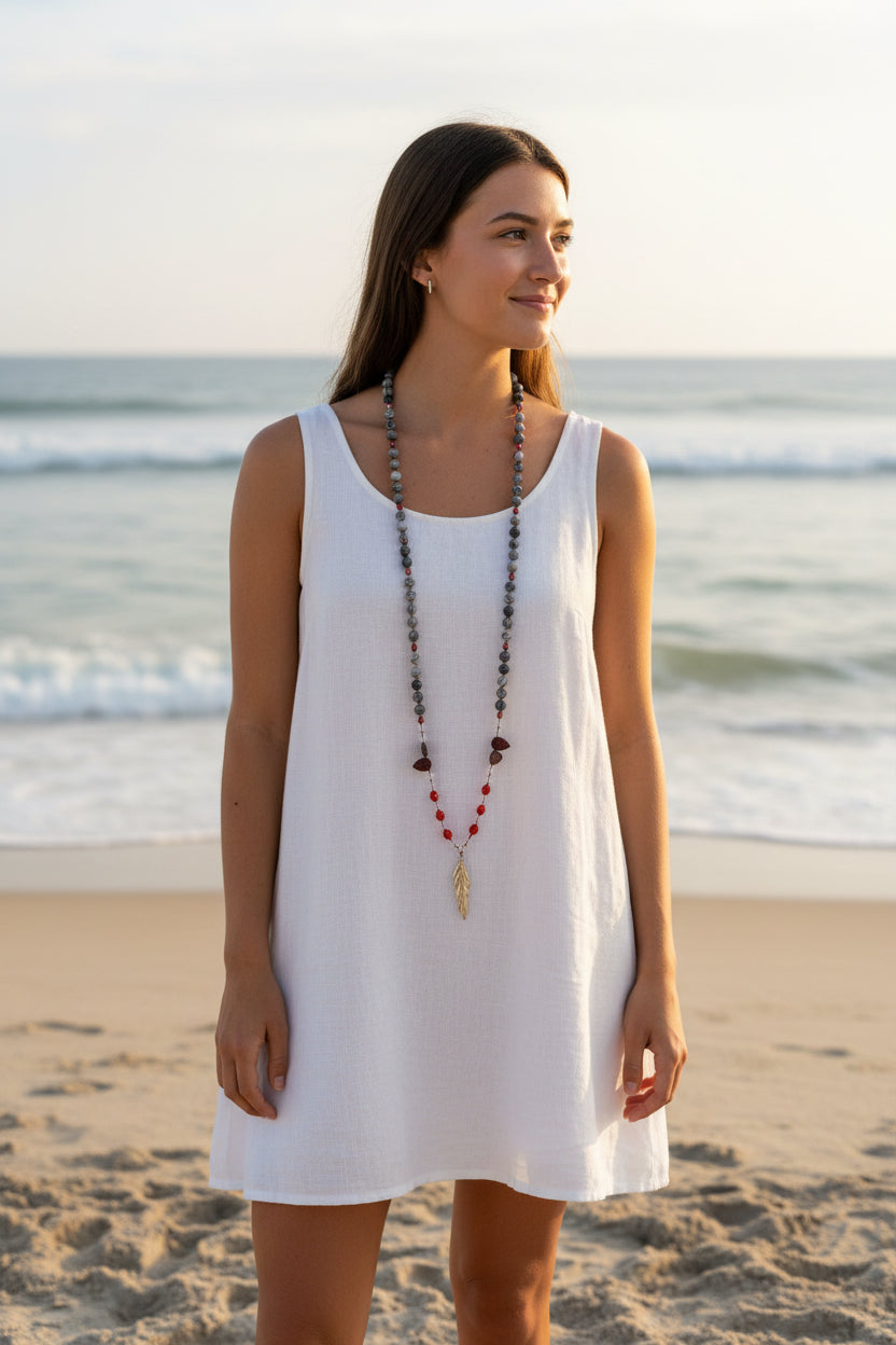 Golden Feather Long Necklace
