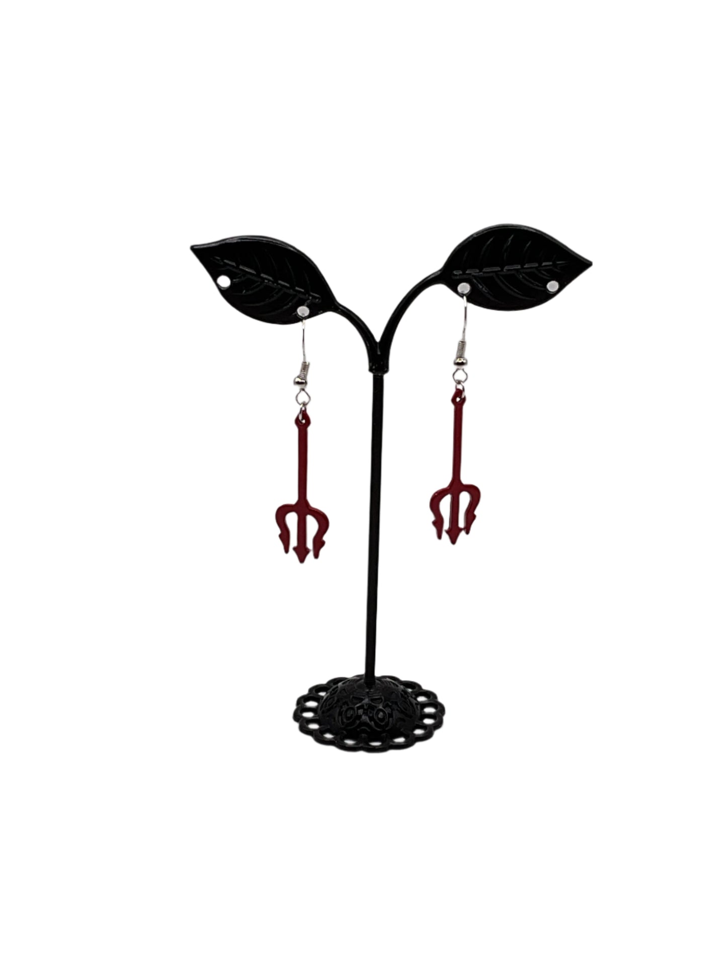 Red Pitchfork Earrings
