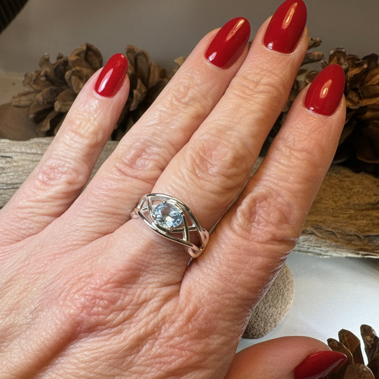 Blue Topaz Celtic Knot Ring