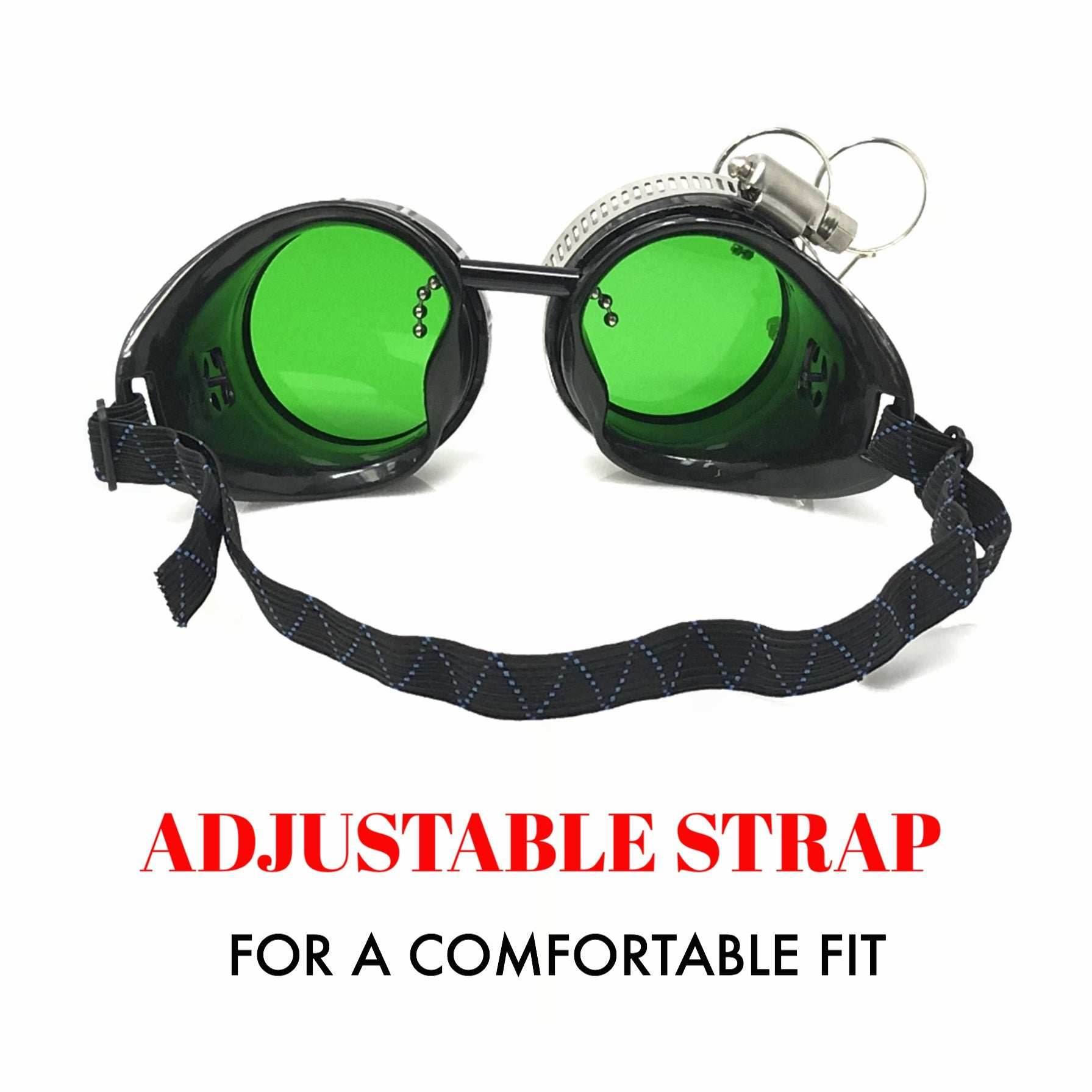 Diesel goth punk Biker Goggles with magnifying eye loupes green lenses - 