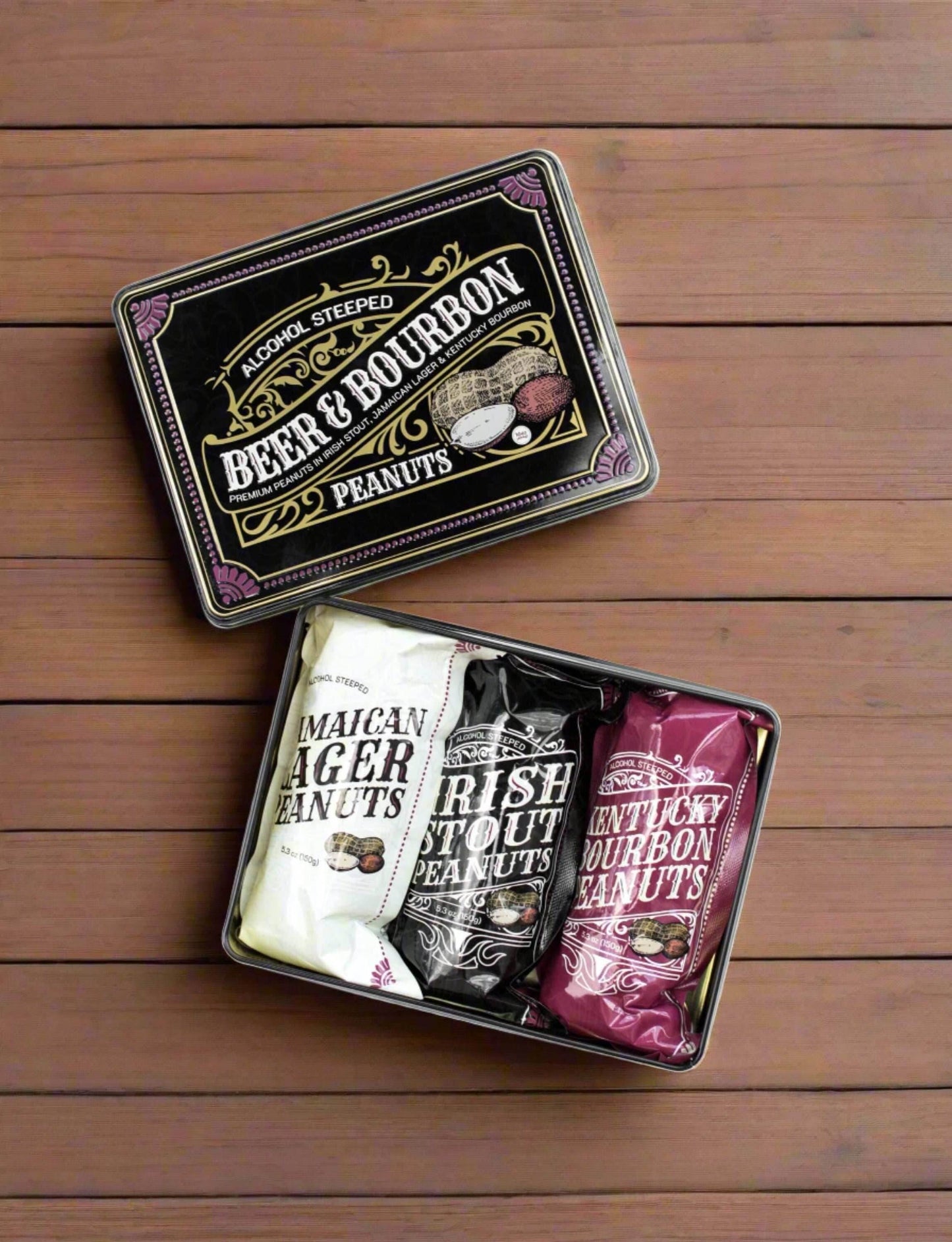Beer & Bourbon Liquor Peanuts Men's Gift Tin – Bold Flavors for Snacking - 