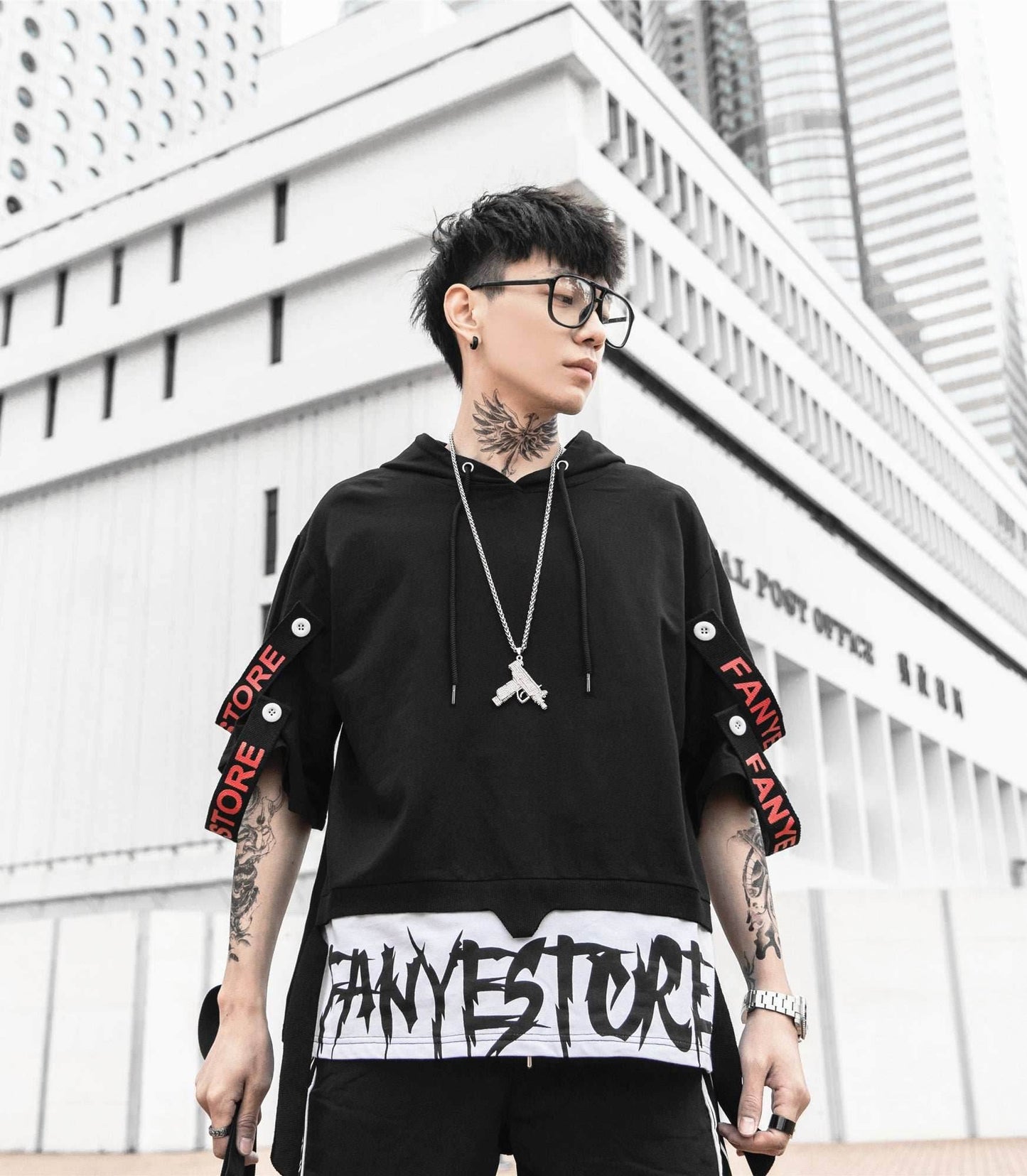 Black Solo Movement Short Sleeves Hoodie - Black / S