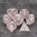 Fireworks Pink Glitter Transparent Resin DND Dice Set