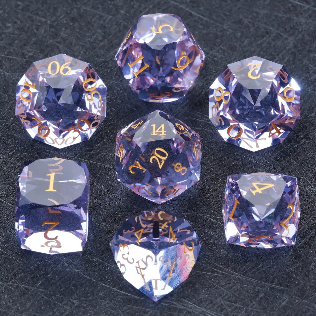 Bear Dice DND Multi-Sided Engraved Glass Gemstone Dice Set