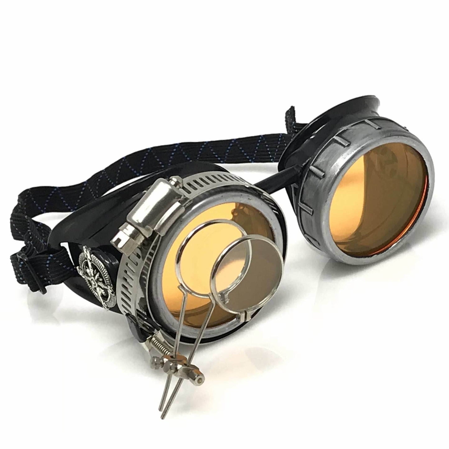 Steampunk Metallic Goggles with magnifying eye loupes pastel goth punk - orange