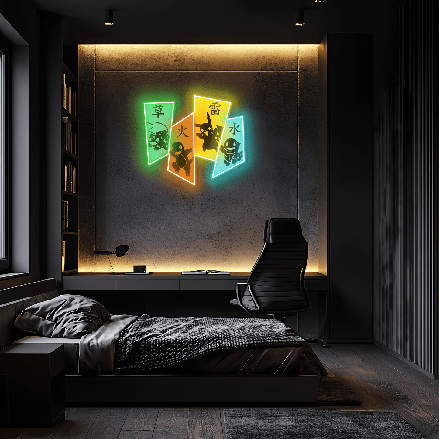 Pokemon Neon Sign, Uv Print Neon Art, Pika Uv Print Neon Sign, Neon Wall Art