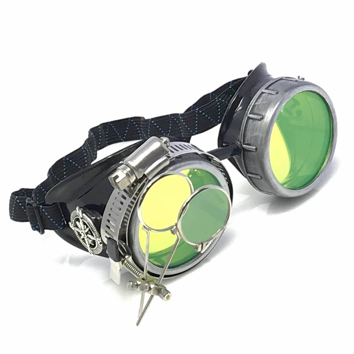 Steampunk Metallic Goggles with magnifying eye loupes pastel goth punk - lime green