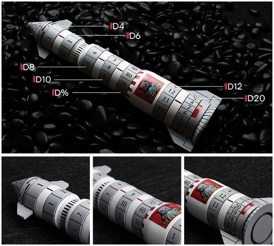 Kickstarter Dice - Metal Rocket Dice 7-in-1 Spinning Metal Dice Set