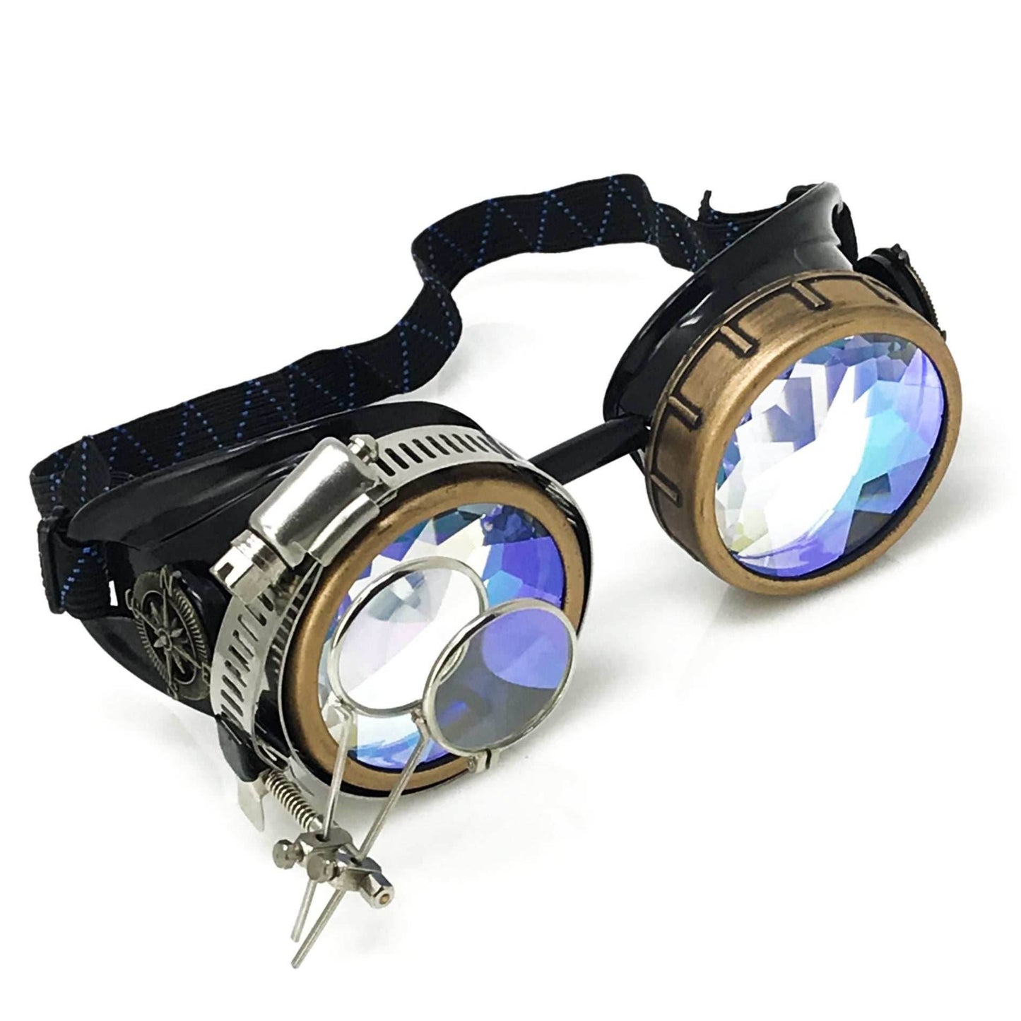 Steampunk Goggles with magnifying loupes kaleidoscope lenses - 