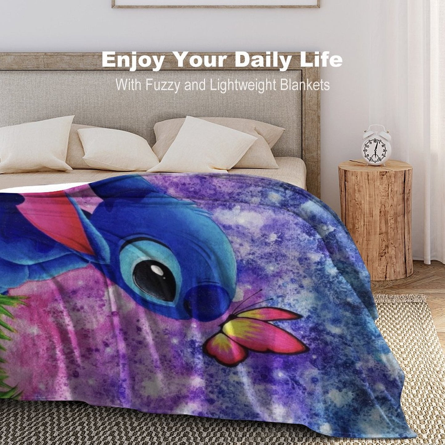 Stitch Butterfly Starry Sky Throw Blanket
