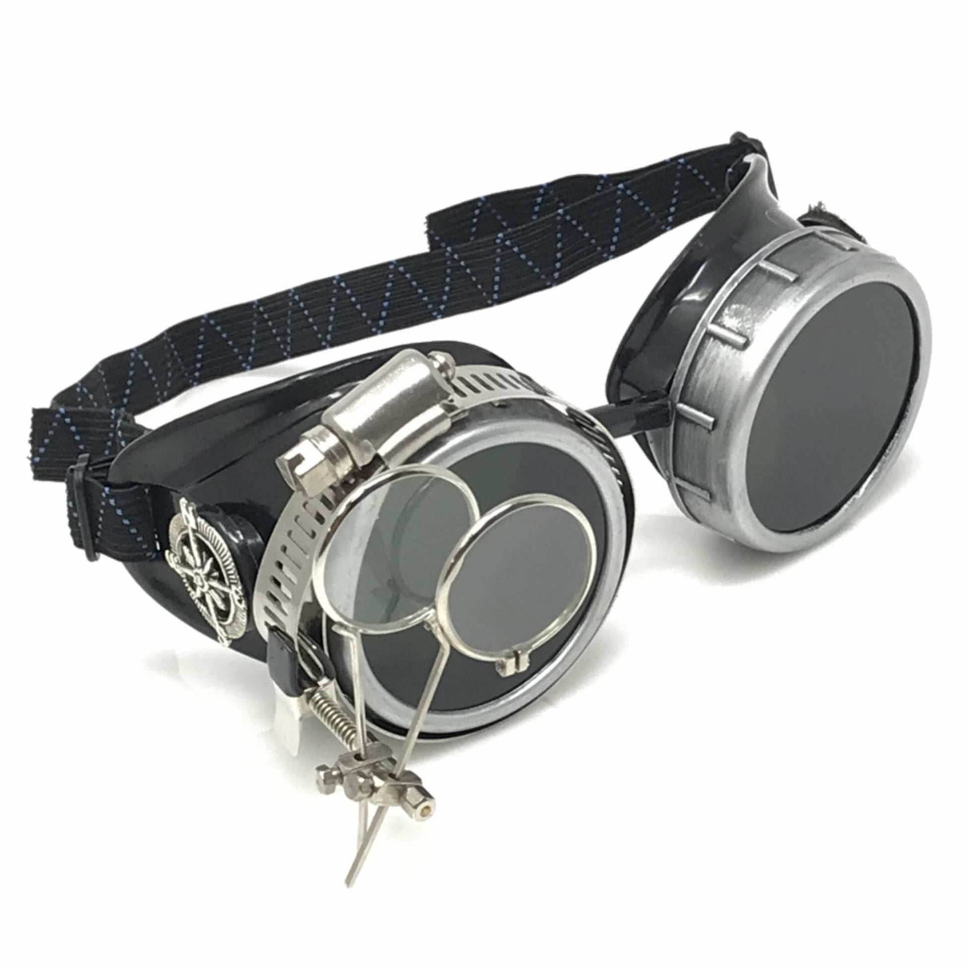 Diesel goth punk Vespa Goggles with magnifying eye loupes black lenses - 