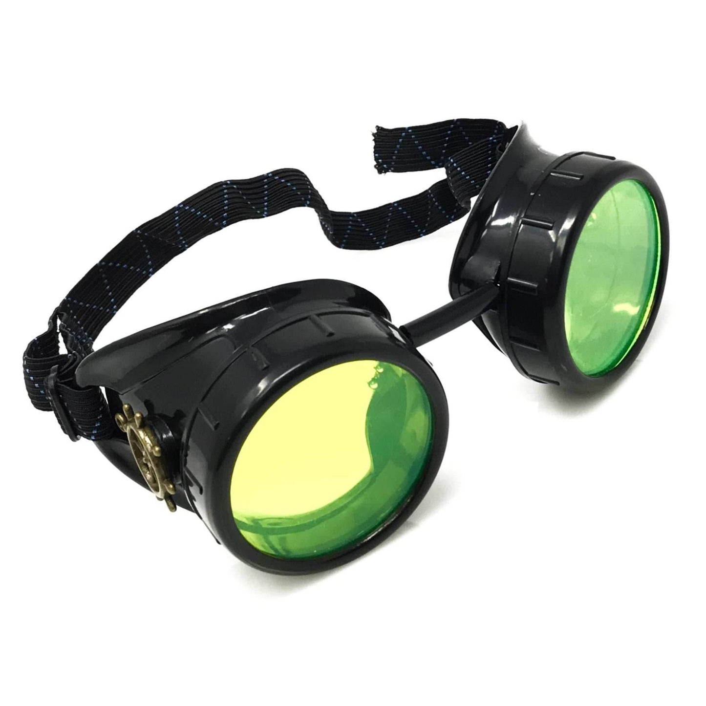 Steampunk Mad scientist goggles UV glow neon rave lenses - green