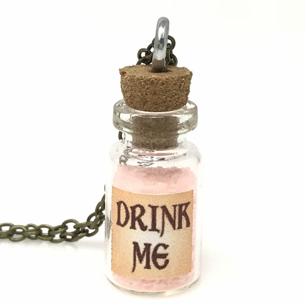 Alice in Wonderland necklace aqua glow