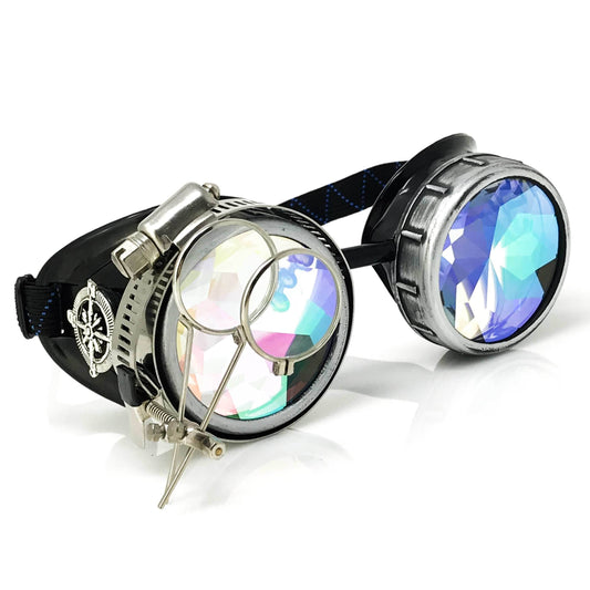 DJ approved glasses Rave eyewear with magnifying eye loupes kaleidoscope lenses - 