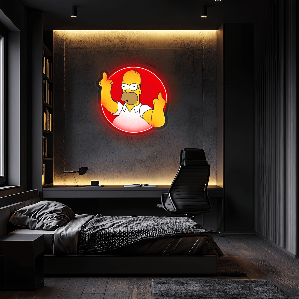 Homer Simpson Neon Sign, Simpson Neon Decor, Uv Print Neon Sign, Home Decor