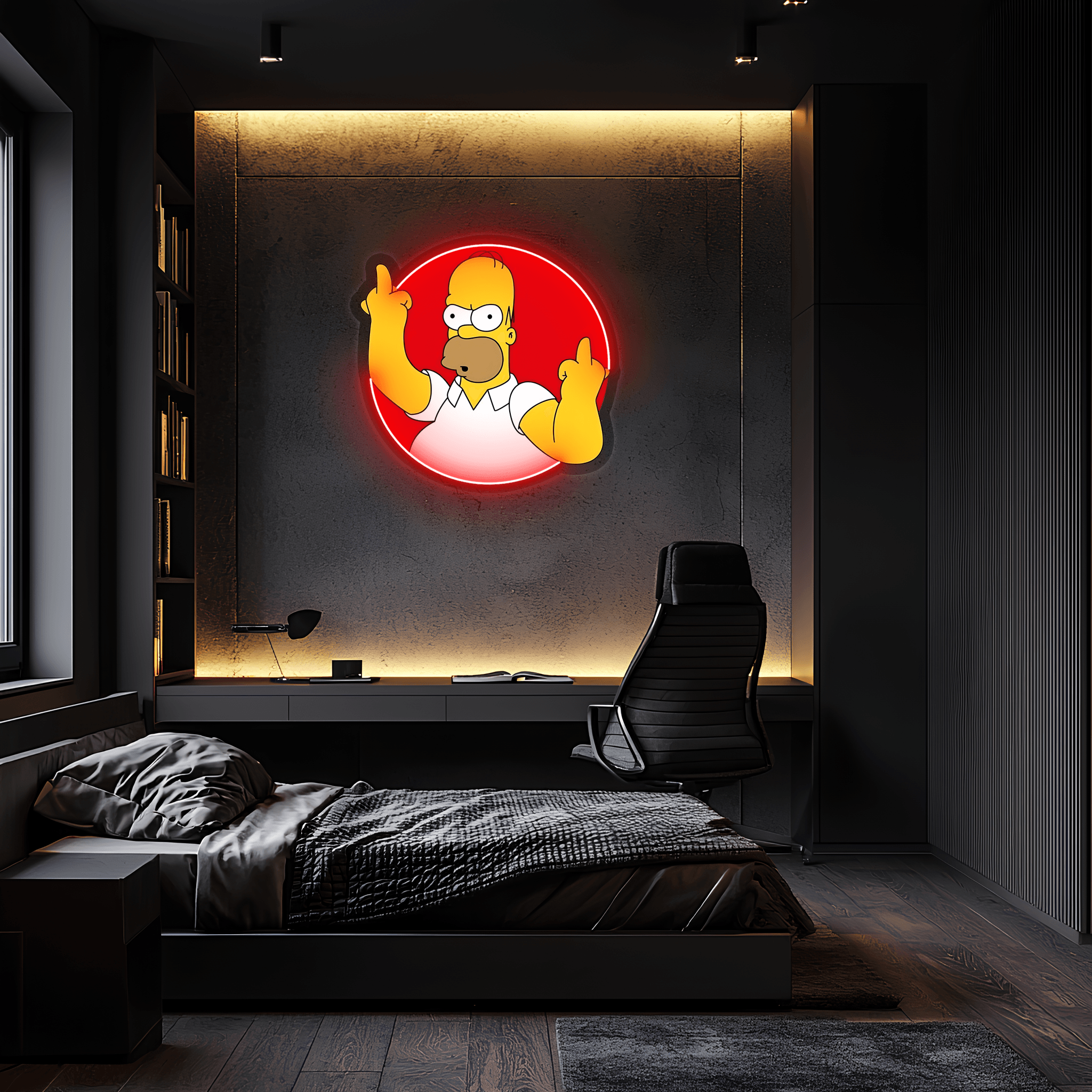 Homer Simpson Neon Sign, Simpson Neon Decor, Uv Print Neon Sign, Home Decor