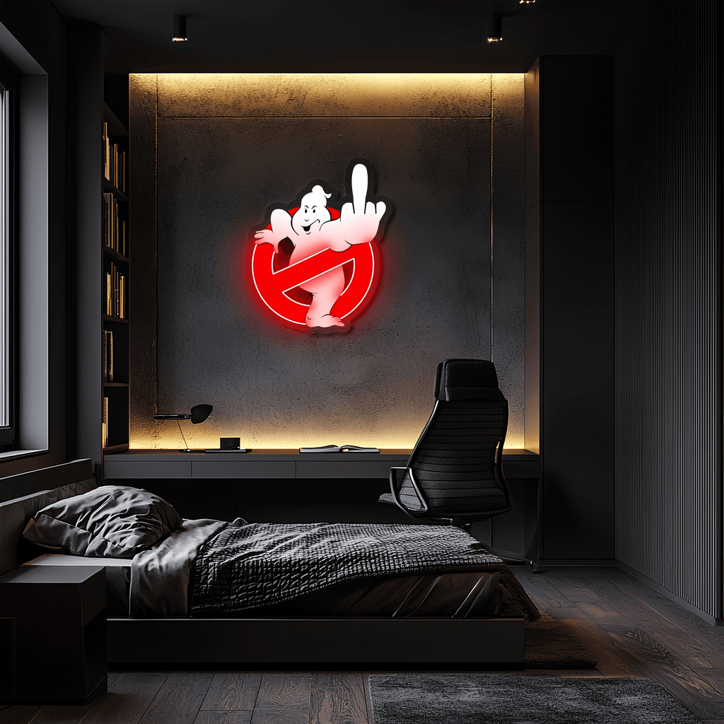 Ghostbusters Plexiglass Neon Art, Uv Print Neon Sign, Neon Light Sign, Neon Wall Art