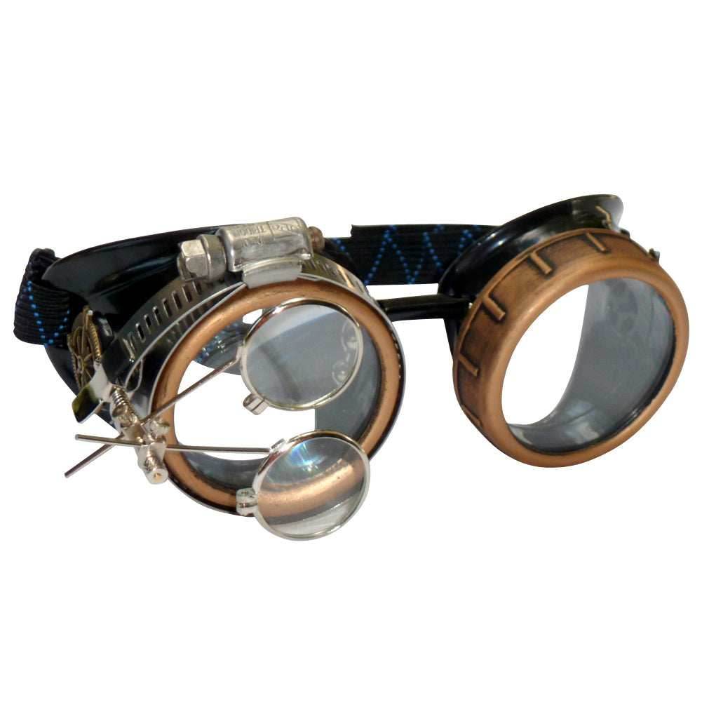 Steampunk Goggles with magnifying loupes clear lenses - 