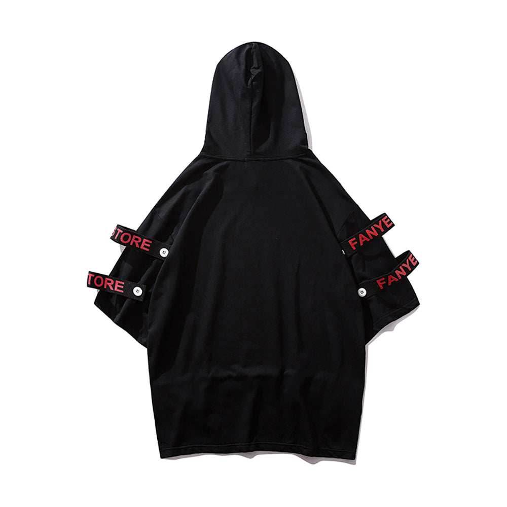Black Solo Movement Short Sleeves Hoodie - Black / S