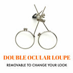 Steampunk Goggles with magnifying loupes UV glow neon orange lenses