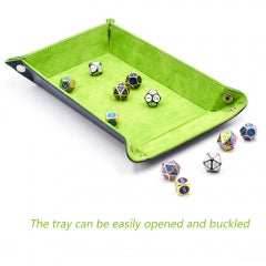 Green/ Blue Velvet PU Leather Folding Rectangle Dice Tray - 