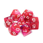Red Clouds 7-Dice Set Pink/White w/White Numbers Dnd Dice Set - 