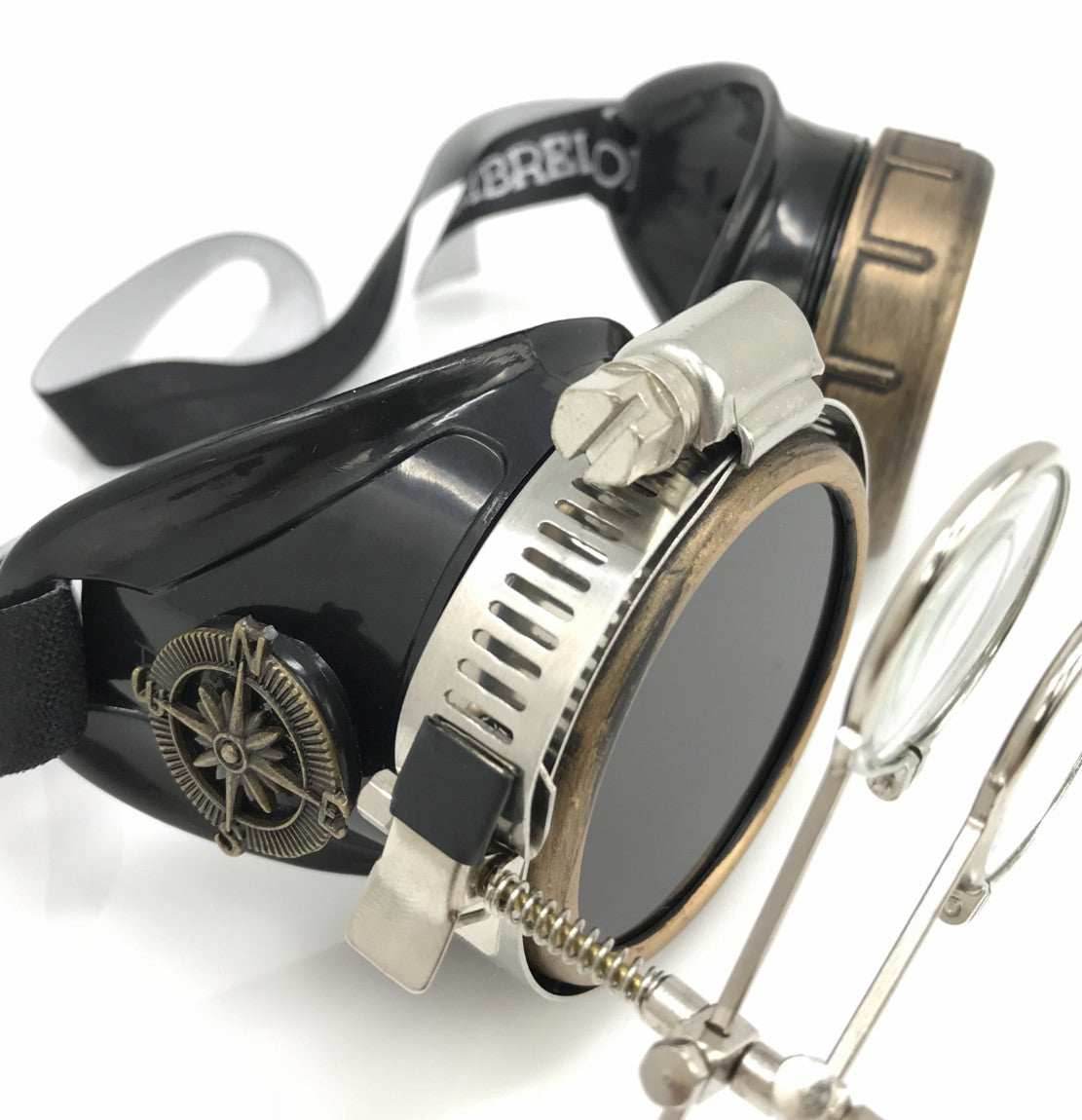 Steampunk Goggles with magnifying loupes purple lenses - 