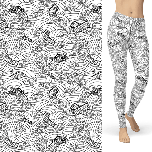 Dragon Coloring Book Leggings with Side Pocket - S-L = OS